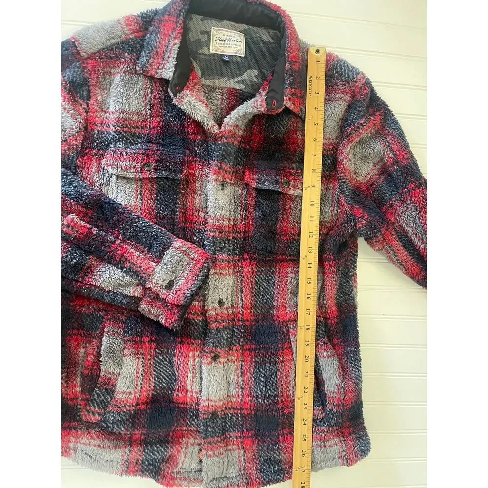 Flag & Anthem Atoka Fleece Lined Shirt Jacket Red Blue Gray Rugged Mens Medium‎